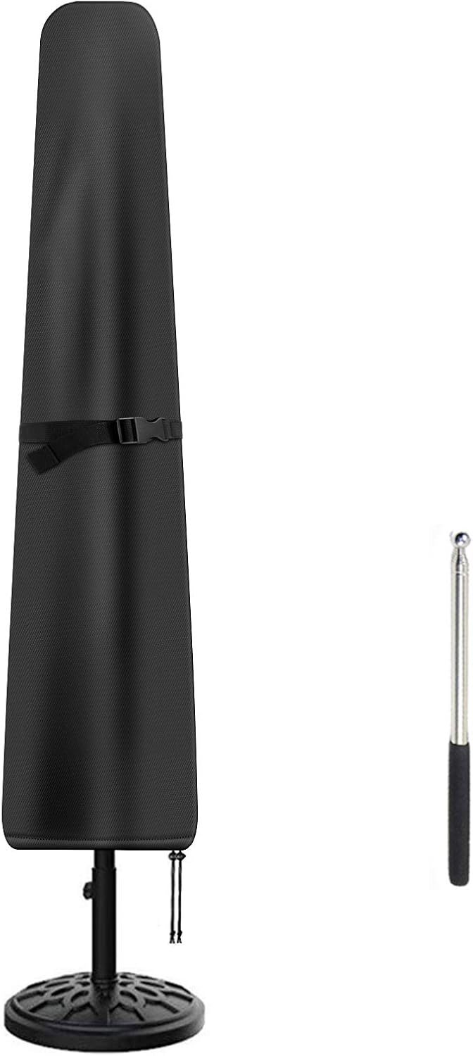 Patio Umbrella Cover, Waterproof Umbrella Covers for 7ft to 9ft Outdoor Umbrellas Market Parasol Covers with Push Rod, Black