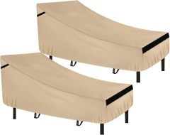 Waterproof Patio Lounge Chair Cover - Outdoor Chaise Lounge Covers with Heavy Duty Material, 420D Waterproof Outdoor Chairs Cover 76L x 32W x 32H inch Golden (2 PACK)