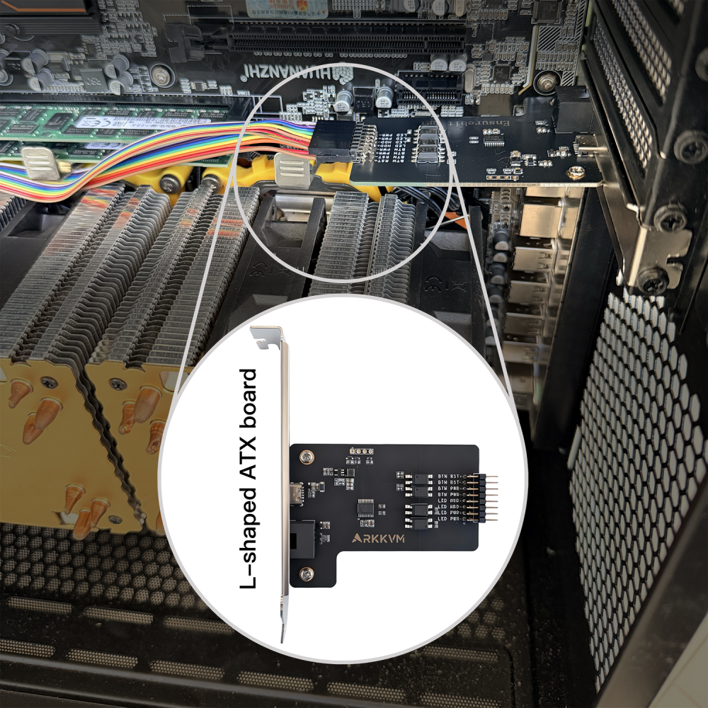 ATX Power Control Board for ArkKVM, Bi-direction power supply, L-Shape, Power On/Reset, PWR LED/HDD LED