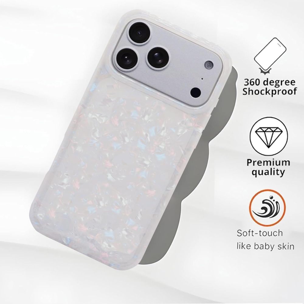 Compatible with iPhone 17 Pro Case 6.3 inch,Sparkle Opal Glitter Translucent Clear Soft TPU Slim Fit Protective Phone Cover Case for Women Girls Colorful