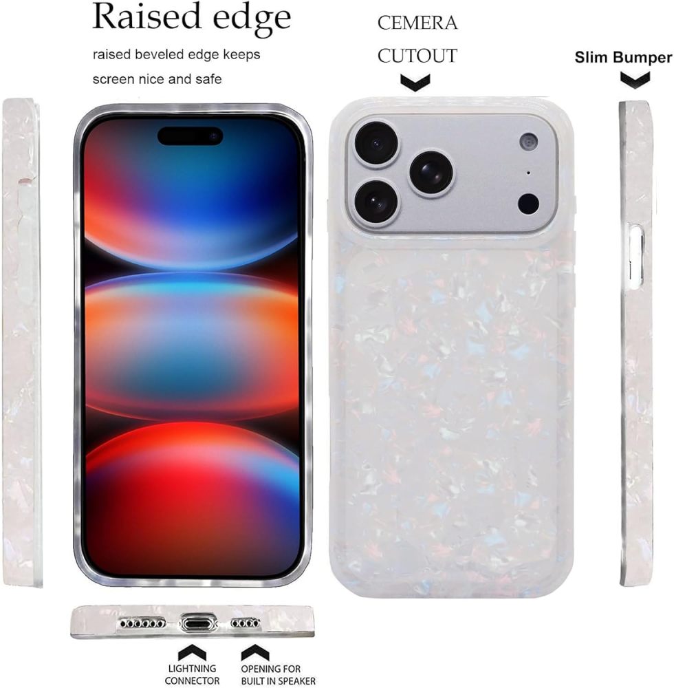 Compatible with iPhone 17 Pro Case 6.3 inch,Sparkle Opal Glitter Translucent Clear Soft TPU Slim Fit Protective Phone Cover Case for Women Girls Colorful