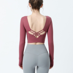 Women gym and fitness top with straps and pads