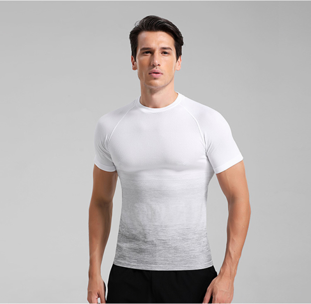 Mens gym running compression t shirts dry fit