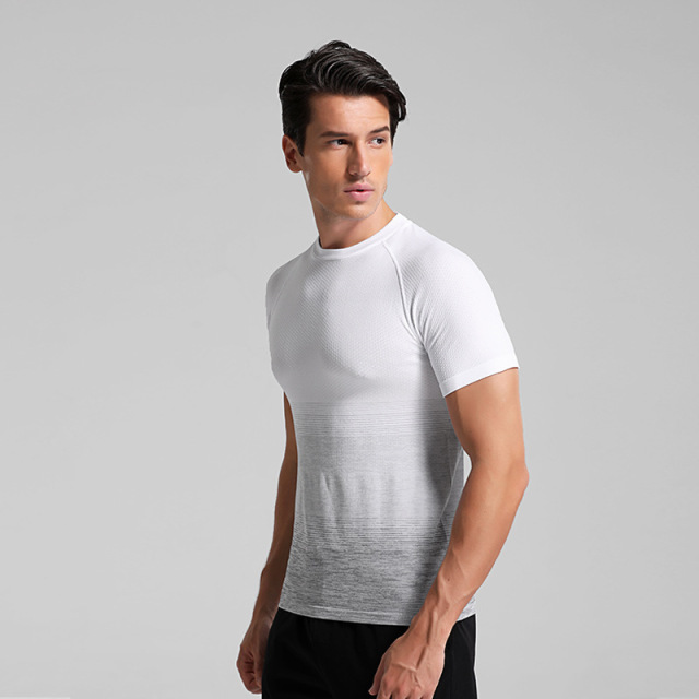 Mens gym running compression t shirts dry fit