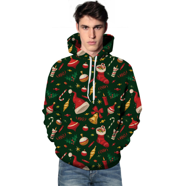 Hot sale winter christmas Mens wholesale custom Sublimation print logo hoodie over size long sleeve hoodie