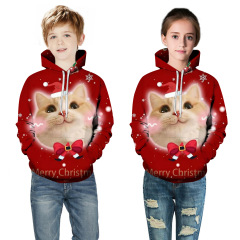 Fashion kids Merry christmas wholesale custom Sublimation print logo hoodie over size long sleeve hoodie
