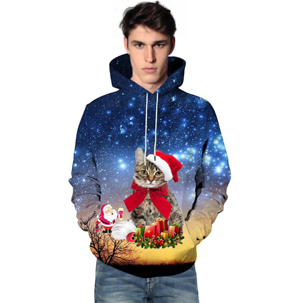 Hot sale winter christmas Mens wholesale custom Sublimation print logo hoodie over size long sleeve hoodie