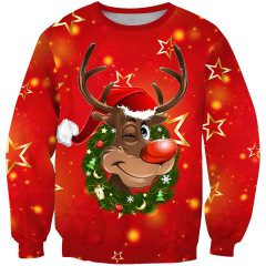 Lovely christmas printed unisex crewneck pullover blank plain sweatshirts men women oversize sweatshirts