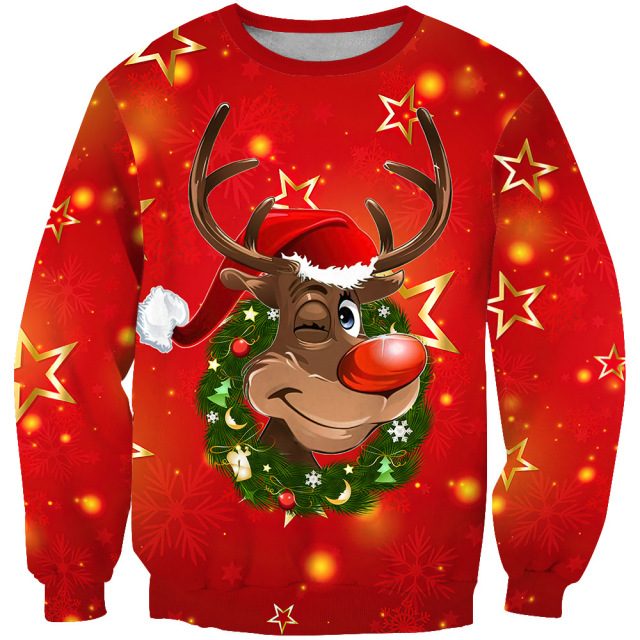 Lovely christmas printed unisex crewneck pullover blank plain sweatshirts men women oversize sweatshirts