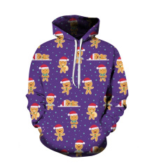 Fashion kids Merry christmas wholesale custom Sublimation print logo hoodie over size long sleeve hoodie