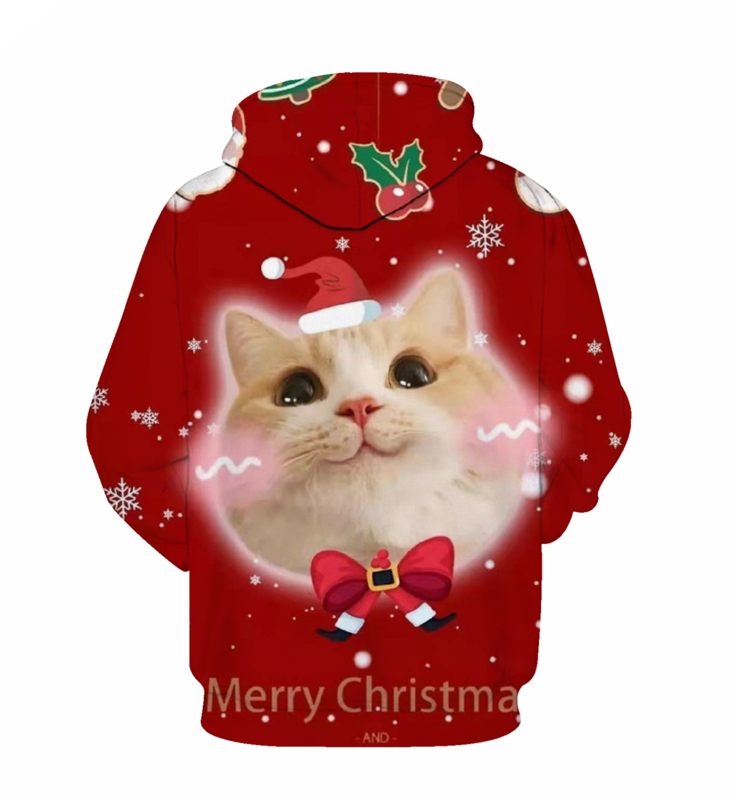 Fashion kids Merry christmas wholesale custom Sublimation print logo hoodie over size long sleeve hoodie