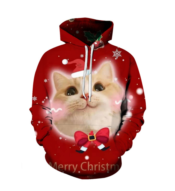 Fashion kids Merry christmas wholesale custom Sublimation print logo hoodie over size long sleeve hoodie