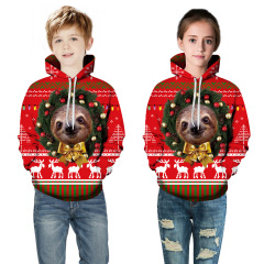 High quality christmas kids wholesale custom Sublimation print logo hoodie over size long sleeve hoodie