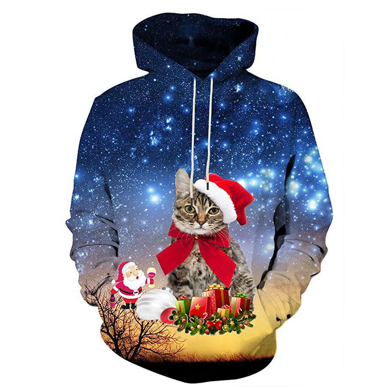 Hot sale winter christmas Mens wholesale custom Sublimation print logo hoodie over size long sleeve hoodie