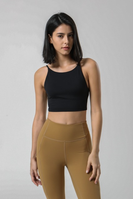 Dispatch Nudity Fashion Green Cross Backless Comfortable Active Women Gym Apparel Sports Bra Yoga