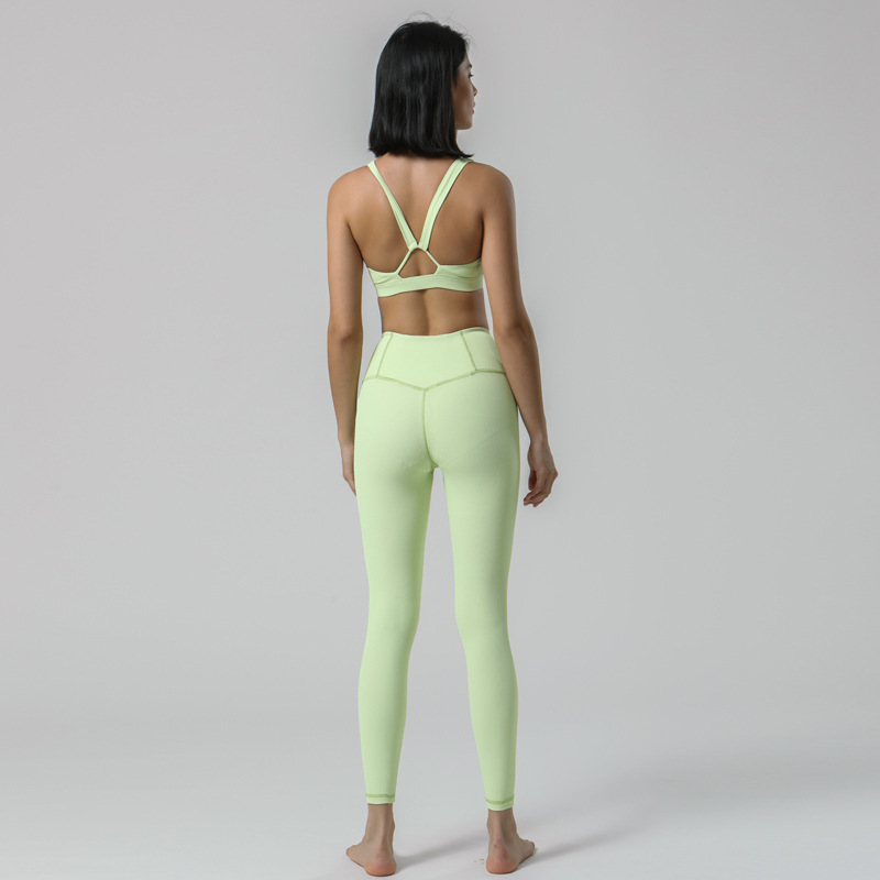 Dispatch Nudity Fashion Green Cross Backless Comfortable Active Women Gym Apparel Sports Yoga Pants