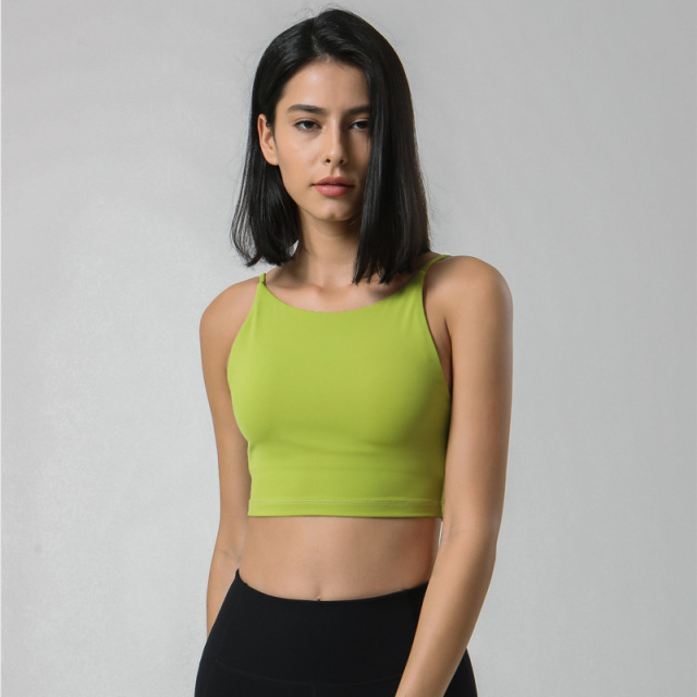 Dispatch Nudity Fashion Green Cross Backless Comfortable Active Women Gym Apparel Sports Bra Yoga