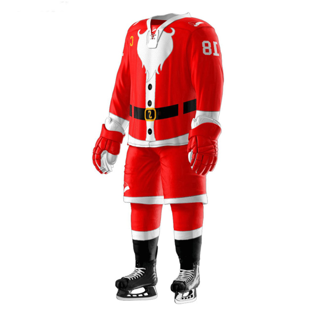 christmas santa claus design ice hockey jersey for usa and canada team players training hockey jersey