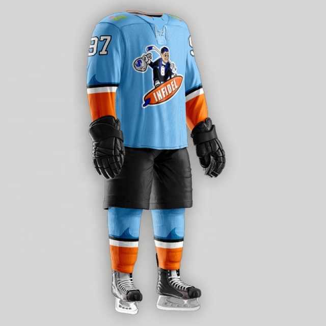 Sublimated Printing Embroidery Ice Hockey Team Jerseys - Custom Ice Hockey Uniforms, Made in China