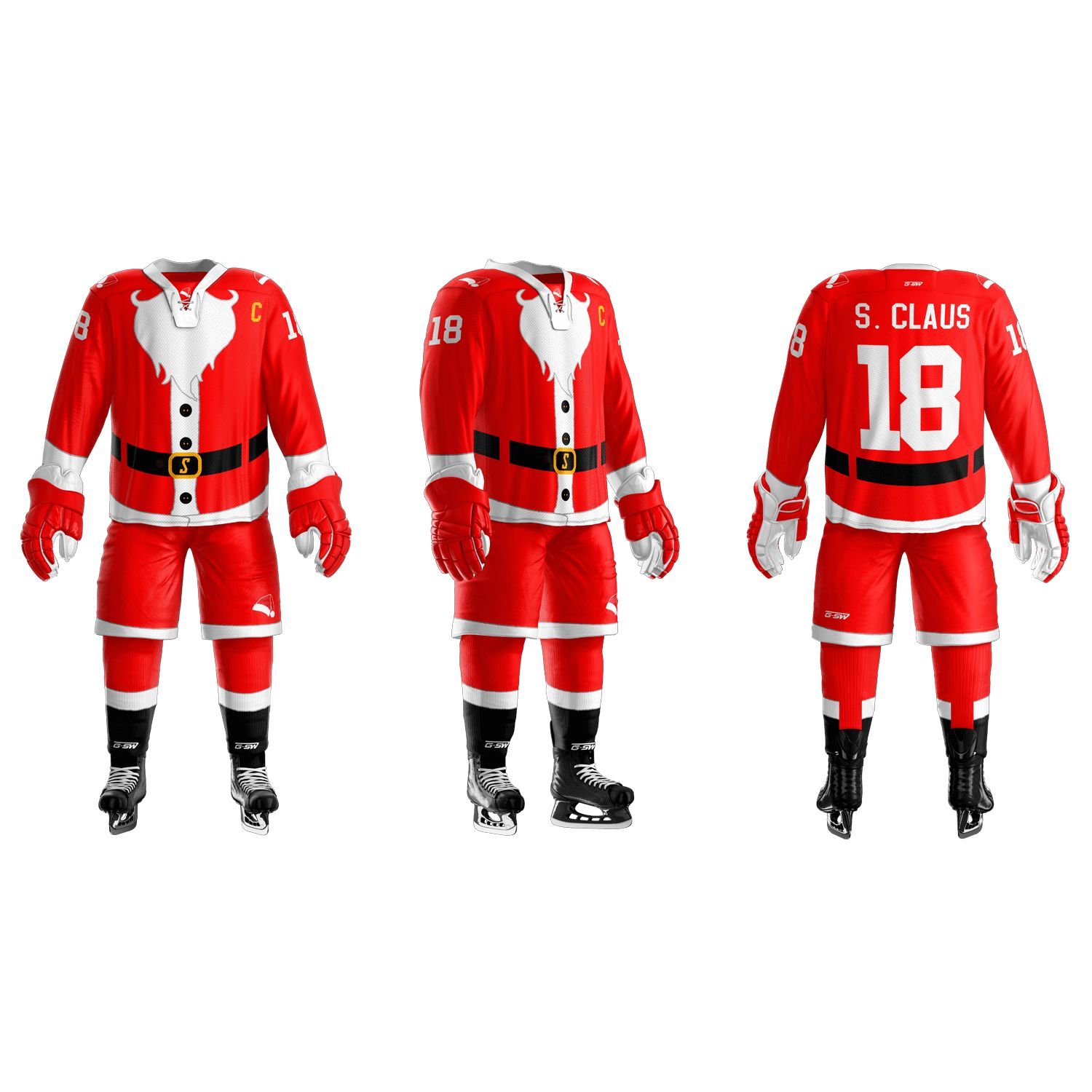 christmas santa claus design ice hockey jersey for usa and canada team players training hockey jersey