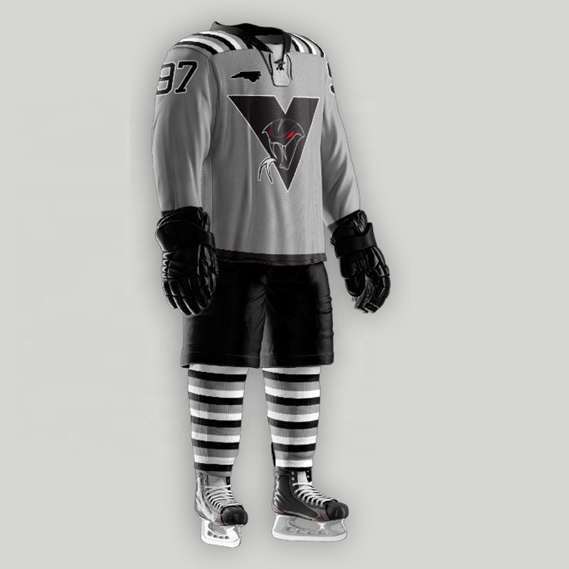 Sublimated Printing Embroidery Ice Hockey Team Jerseys - Custom Ice Hockey Uniforms, Made in China