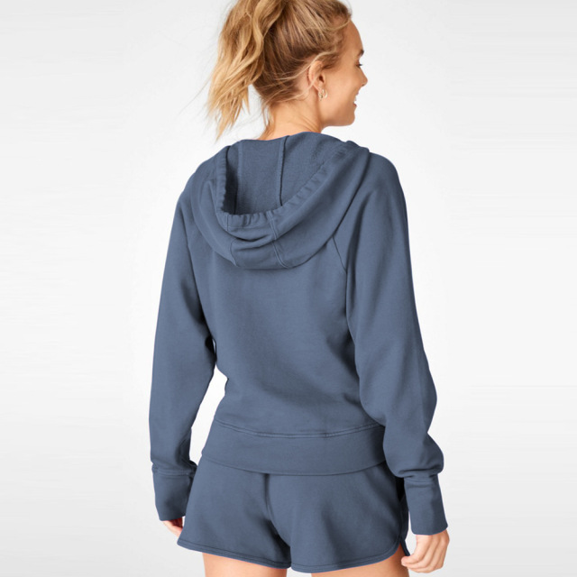 Women gym hoodie crop top and shorts for fitness and yoga in door sports running suit