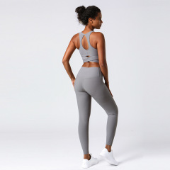 Women yoga pants and bra tops one set running gym fitness wear tops and leggings rib materials.