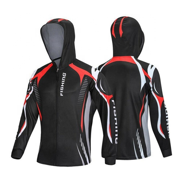 Long sleeve fishing hoodie shirt fully printed sun protective fishing shirt jersey