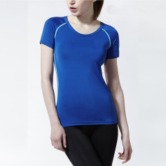 Women gym fitness compress t shirt stretchable breathable running t shirt for sports and exercise