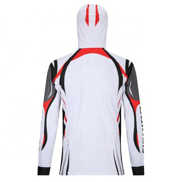 Long sleeve fishing hoodie shirt fully printed sun protective fishing shirt jersey