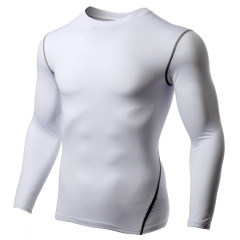 Mens long sleeve compress t shirt rash guards for runing gym fitness quick dry shirt