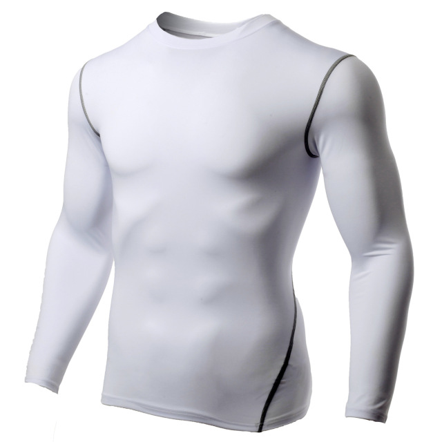 Mens long sleeve compress t shirt rash guards for runing gym fitness quick dry shirt