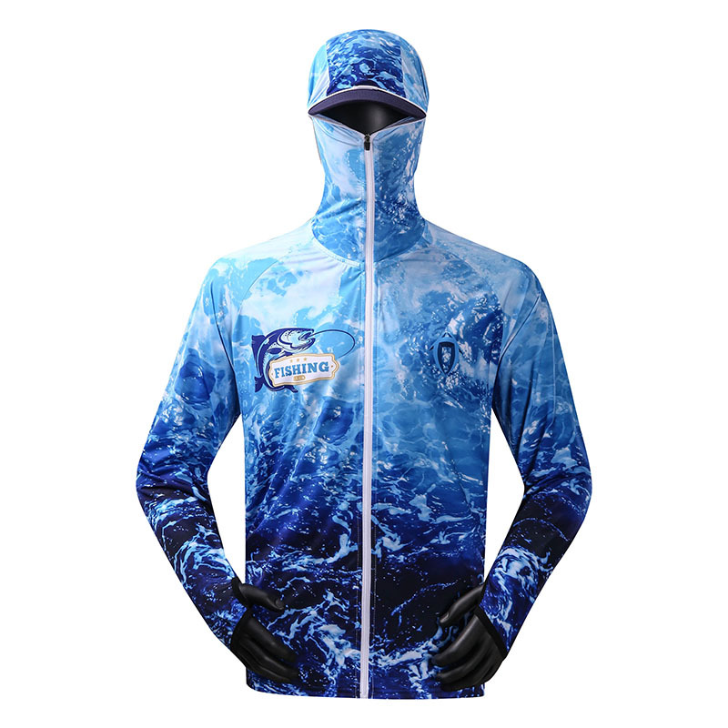 Fishing jersey long sleeve with zipper and hood out door sports fishing jersey