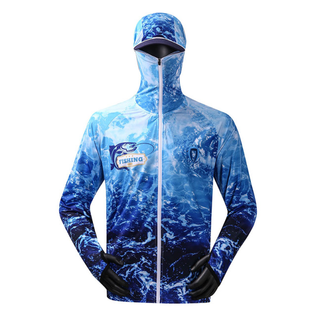 Fishing jersey long sleeve with zipper and hood out door sports fishing jersey