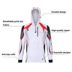 Long sleeve fishing hoodie shirt fully printed sun protective fishing shirt jersey