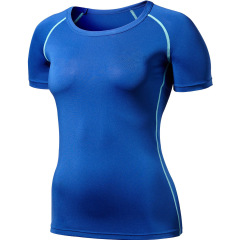 Women gym fitness compress t shirt stretchable breathable running t shirt for sports and exercise
