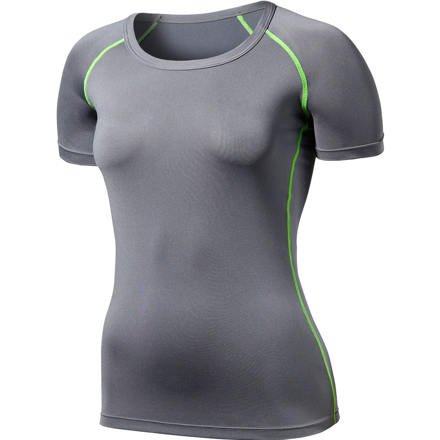 Women gym fitness compress t shirt stretchable breathable running t shirt for sports and exercise