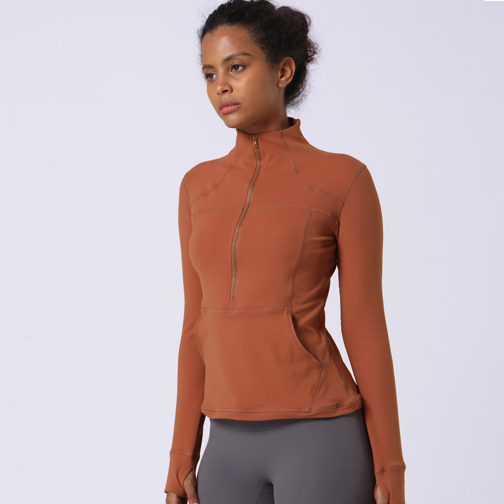 Women gym and yoga exercise zipper jackets sprint and autumn season running sports jacket