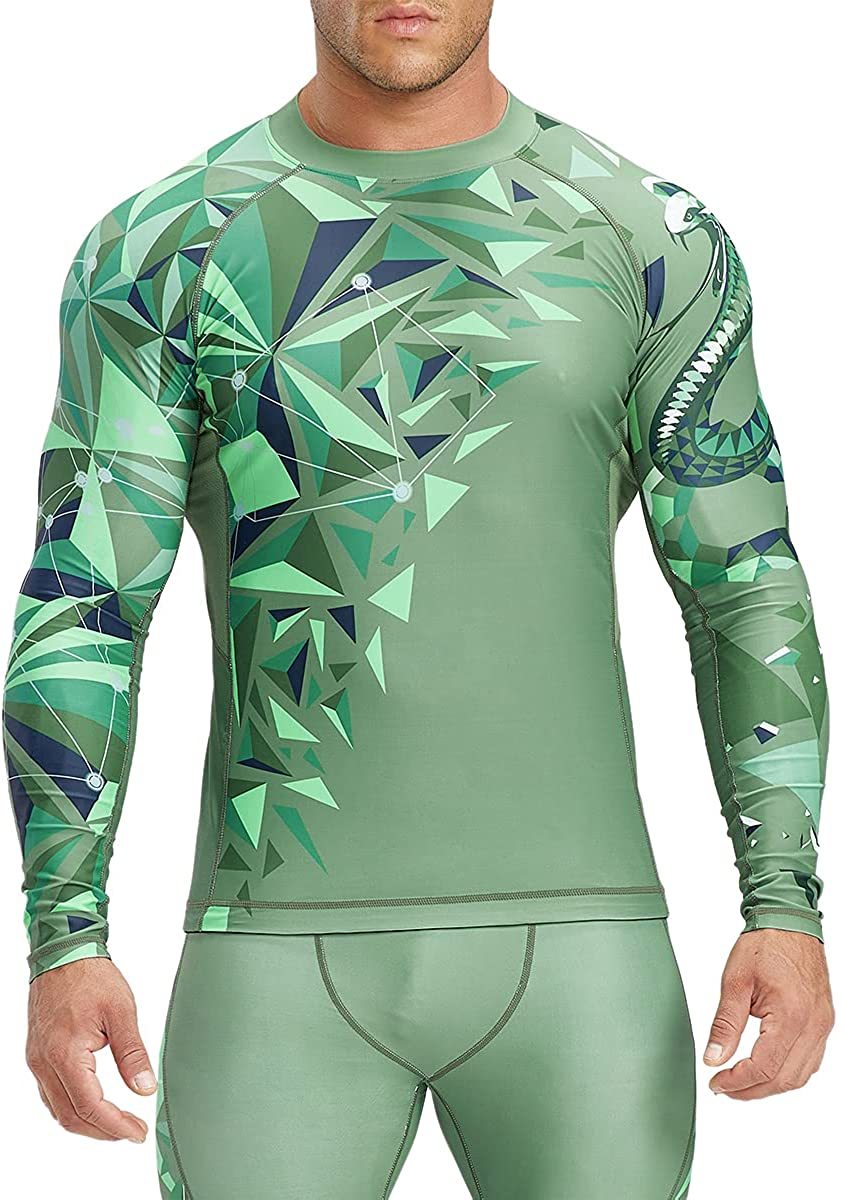 Mens mma compression t shirt rashguards long sleeve fightwear