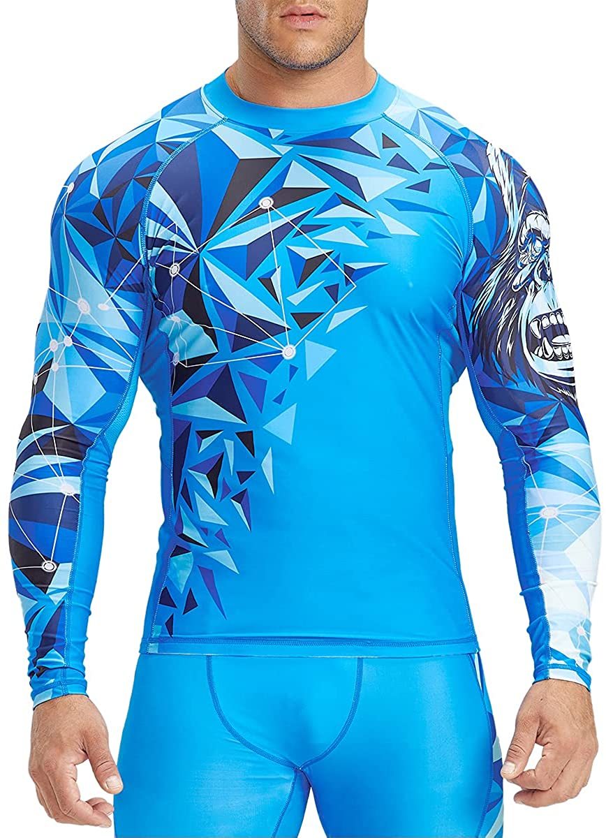 Mens mma compression t shirt rashguards long sleeve fightwear