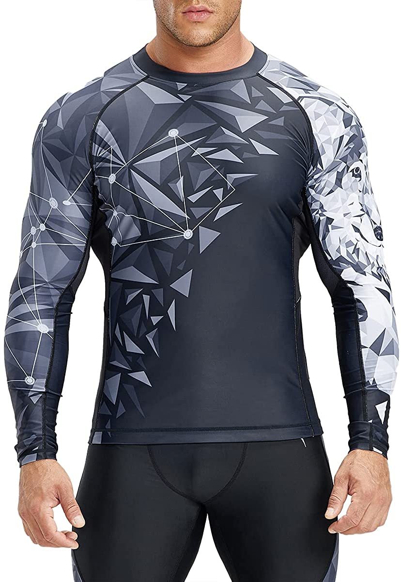 Mens mma compression t shirt rashguards long sleeve fightwear