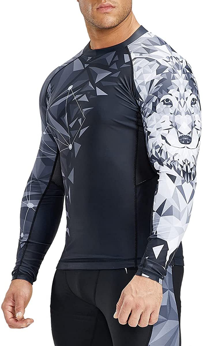 Mens mma compression t shirt rashguards long sleeve fightwear