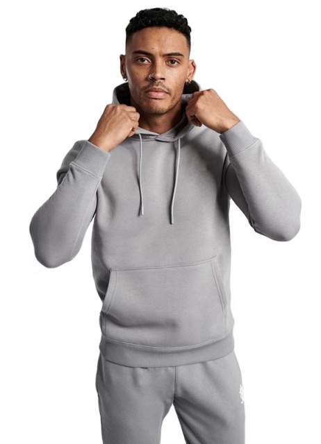 Grey colour of mens gym sports hoodie with customized logo for your brand thick fleece material fabric hoodie
