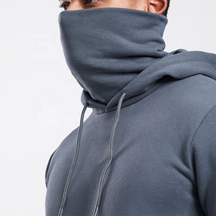 Mens gym fitness hoodie with mask for running and exercise