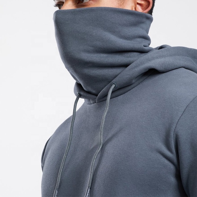 Mens gym fitness hoodie with mask for running and exercise