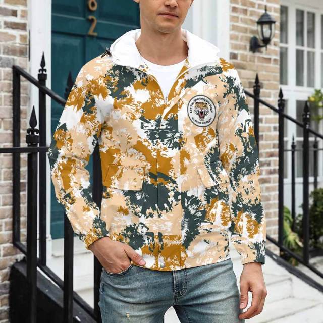 Digital printing full dye sublimation printing mens button up hoodie camo windbreaker hoodie jacket
