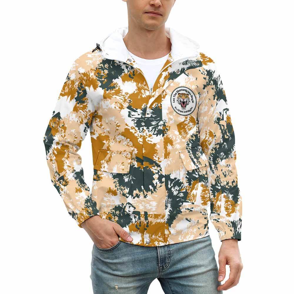 Digital printing full dye sublimation printing mens button up hoodie camo windbreaker hoodie jacket