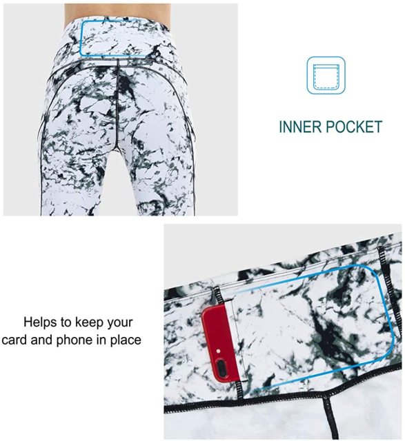 Full printing women yoga pants leggings with invisble phone pocket