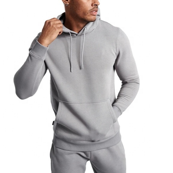 Grey colour of mens gym sports hoodie with customized logo for your brand thick fleece material fabric hoodie