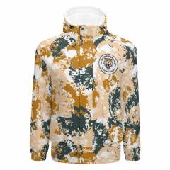 Digital printing full dye sublimation printing mens button up hoodie camo windbreaker hoodie jacket